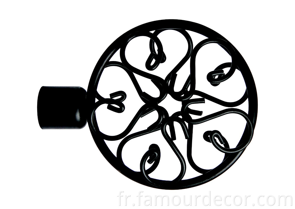 Black wrought iron flower curtain rod direct sale